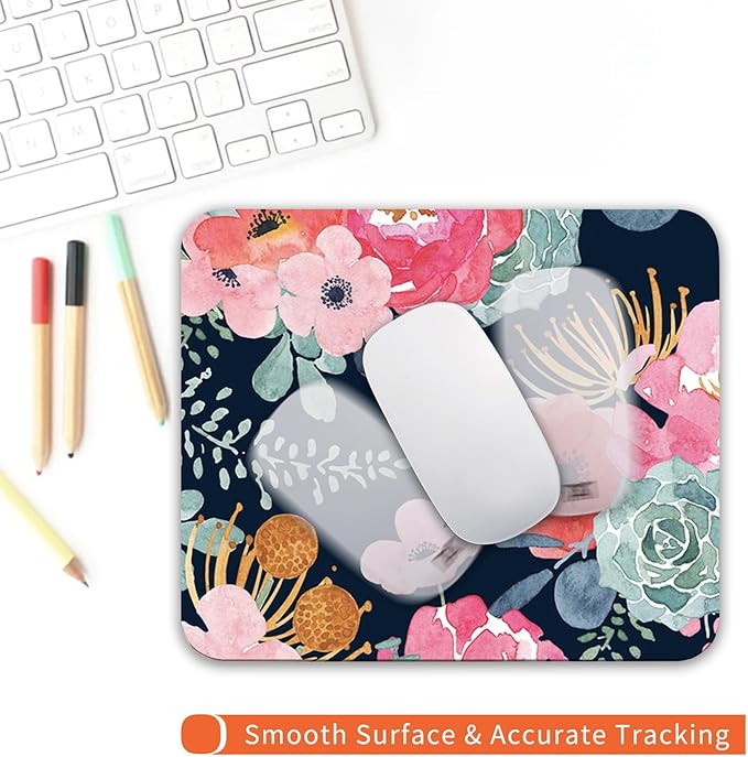 Square Mouse Pad Pink Flower, Personalized Premium-Textured Custom Mouse Mat - Image 4