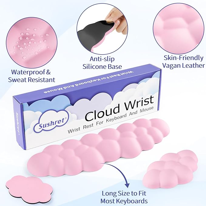 Cloud Wrist Rest Keyboard, Cloud Keyboard Wrist Pad Set - Image 5