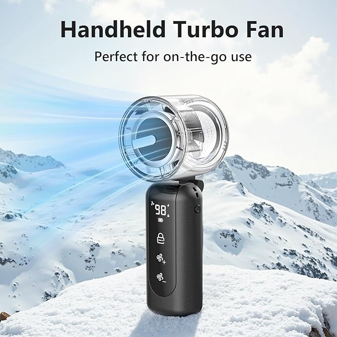 Portable Handheld Mini Fan, Speed Adjustable Turbo Personal Fan, 4000mAh - Image 3