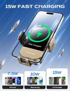 Wireless Car Charger, 15W Fast Charging Auto Clamping Car Charger Phone Mount - Image 3