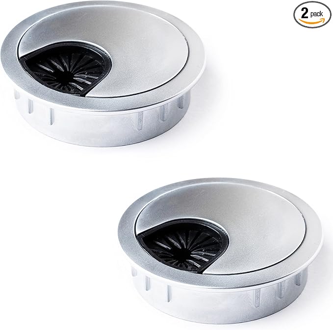 MAHDPRO Metal Desk Grommet 2 Inch Pack of 2-Silver Zinc Alloy Metallic Desk by MAHDPRO
