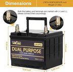 WEIZE 12V 105AH Dual Purpose LiFePO4 Lithium Battery, 1000CCA Group 31 Group 27 - Image 3