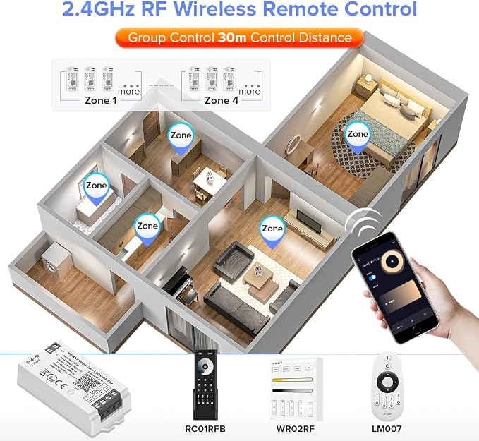 BTF-LIGHTING C01W Monochrome PWM 2PIN LED Strip Dim Brightness 2.4GHz Tuya WiFi - Image 3