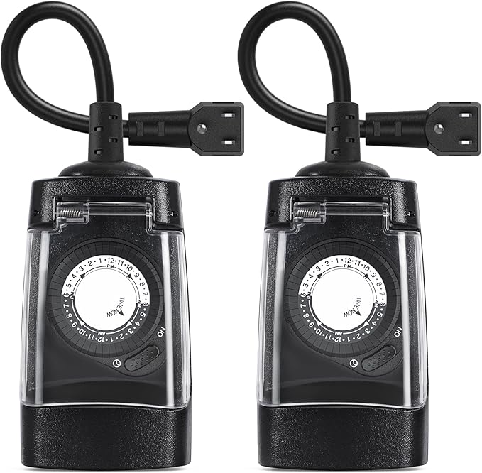 G-ELEK Outdoor Timer Outlet Waterproof, 24 Hour Outdoor Light Timer, Timers by G-ELEKDirect