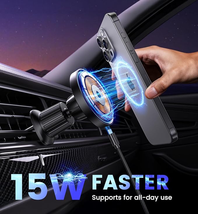 Mag-Safe Car Mount Charger 15W Magnetic Wireless Car Charger - Image 4
