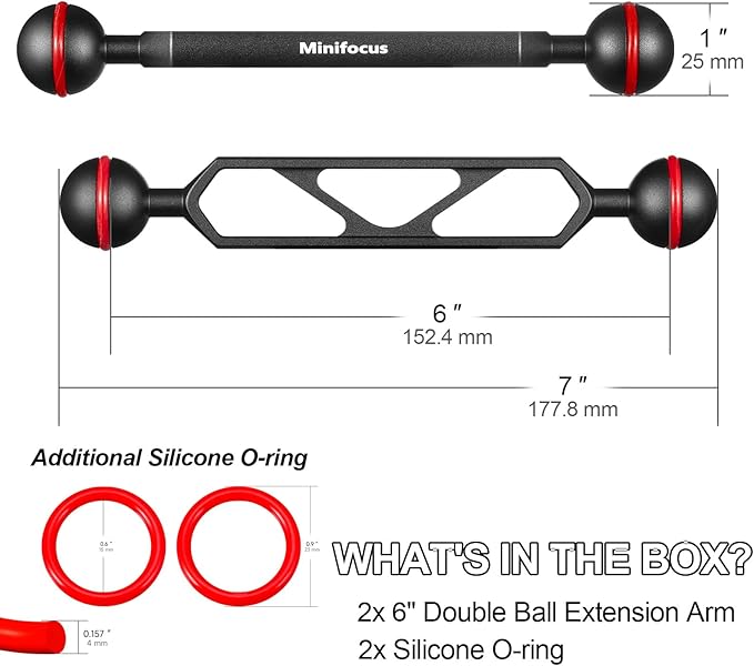 MINIFOCUS 6" Double Ball Aluminum Extension Arm, Waterproof and Rustproof - Image 4
