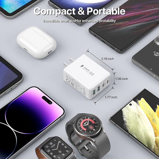 USB C Wall Charger, 40W 4-Port USB C Charger Block, Fast Charging Block Dual - Image 7