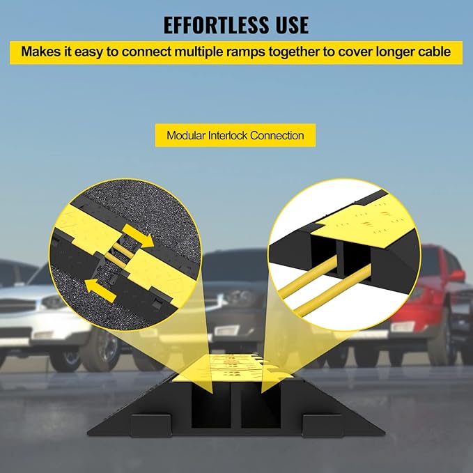 VEVOR Cable Protector Ramp, 5 Packs 2 Channels Speed Bump, Rubber Modular Humps - Image 6