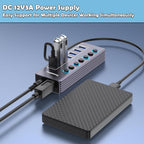 Powered 7-Port USB 3.0 Hub, USB C to 7 Ports USB Data Hub Splitter - Image 6
