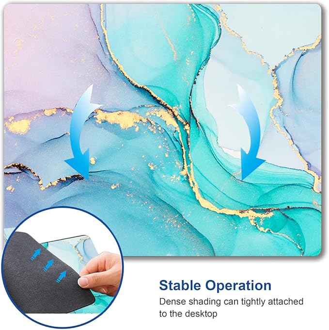 Mouse Pad, Cyan Blue Marble Mouse Pad, Washable Square Cloth Mousepad - Image 6