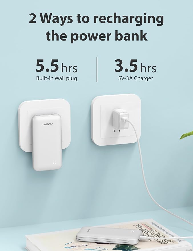 Alongza Portable Charger Built-in Cables and AC Wall Plug, Slim Fast Charging - Image 6