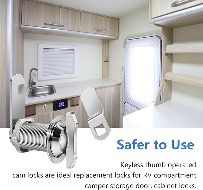 Thumb Operated Offset Cam Lock, 1-1/8” Cylinder Fits on 7/8” Max Door Thickness - Image 6