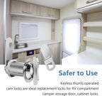 Thumb Operated Offset Cam Lock, 1-1/8” Cylinder Fits on 7/8” Max Door Thickness - Image 6