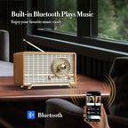 YOWGULF AM FM Radio Classic Retro Wood Table Radio Bluetooth Speakers Radios - Image 2