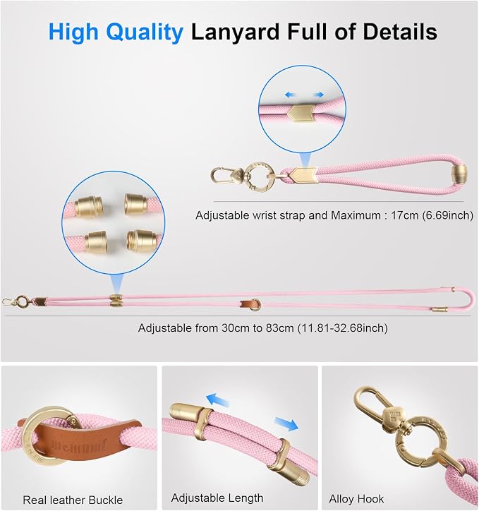 memumi 3 in 1 Universal Adjustable Phone Lanyard, Crossbody Neck Wrist Strap - Image 3