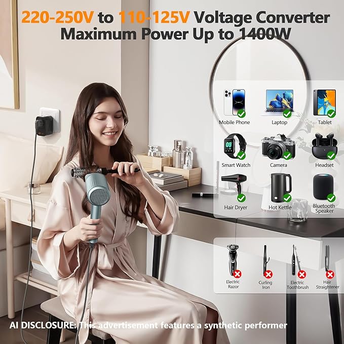 220V to 110V 20W PD Voltage Converter US to Europe International Universal - Image 5