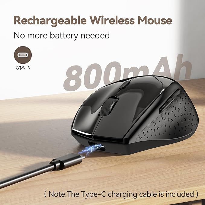TECKNET Wireless Mouse Jiggler, USB-C Rechargeable Mouse, Silent Mouse Quiet - Image 3