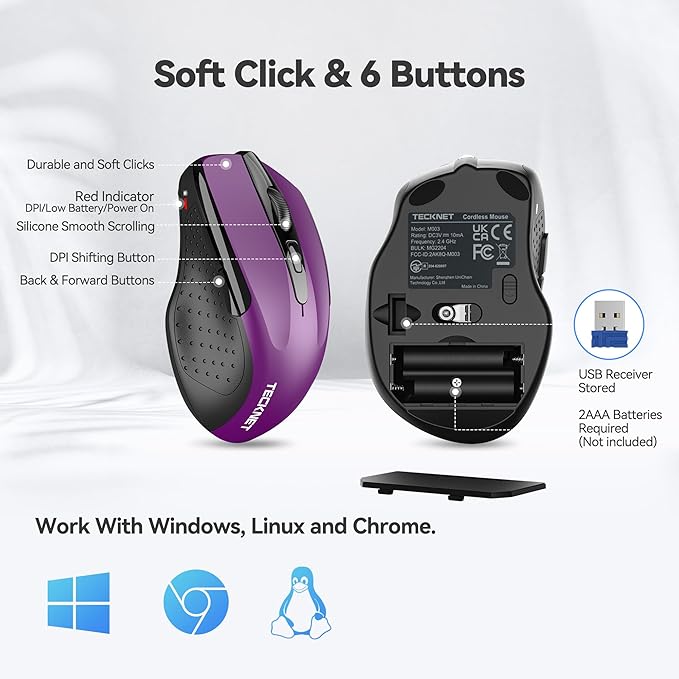 TECKNET Wireless Mouse for Laptop, Silent Mouse Quiet Click, Computer Mouse - Image 7