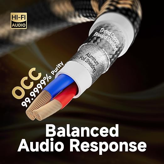 TODN RCA Cables Audiophile 3ft HiFi Stereo RCA Audio Cable - Image 2