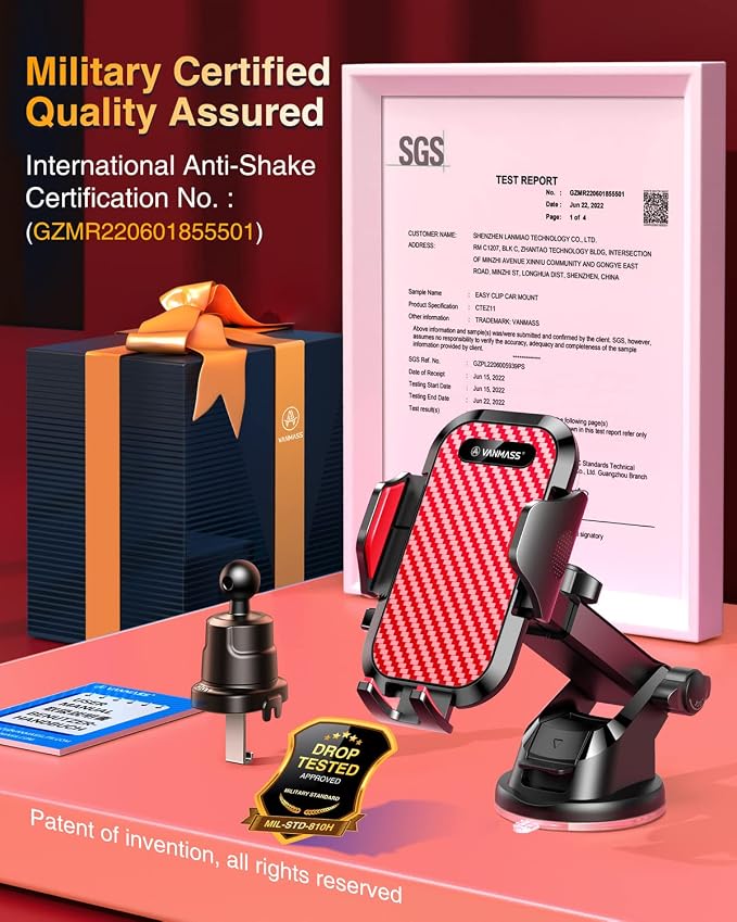 VANMASS True Military-Grade Car Phone Holder Strongest Suction & Clip Cell - Image 2