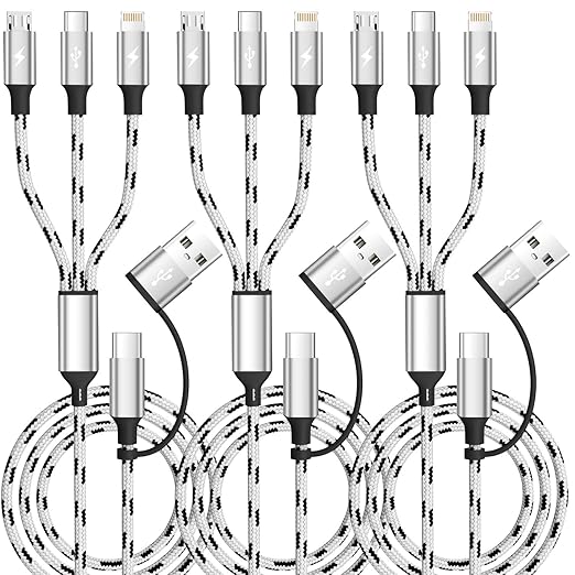 Travel Essentials 3 in 2 Multi Charging Cable, USB A/C Charging Cords by Firsting