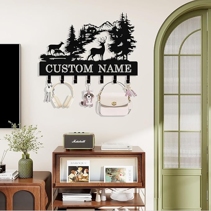 Personalized Deer Key Holder Wall Mount, Custom Metal Key Rack Key Holder - Image 3