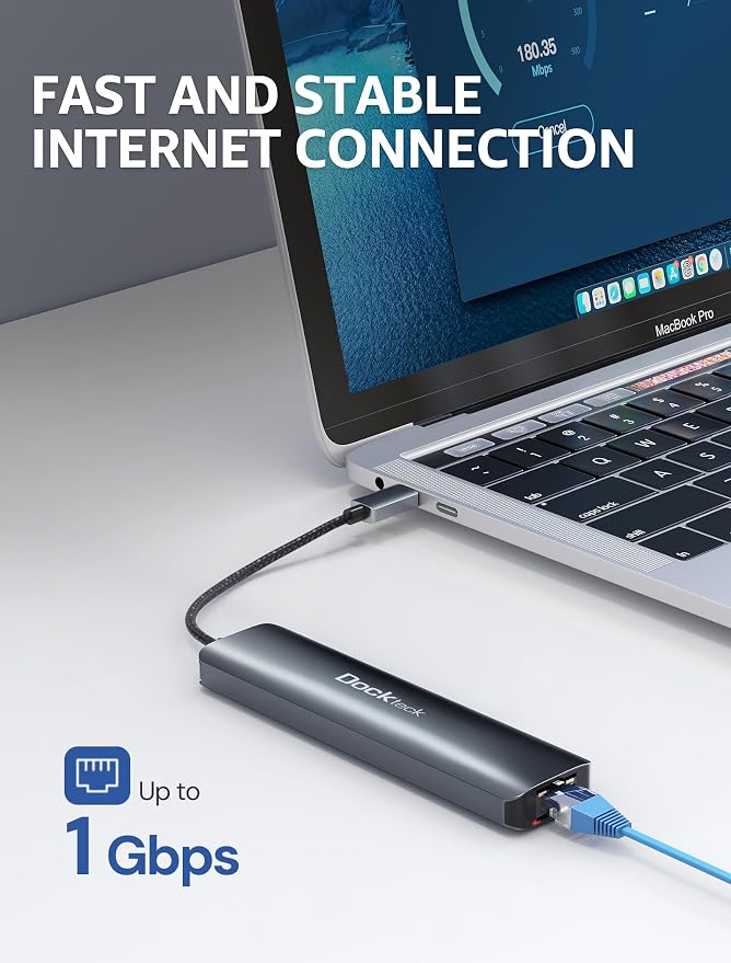 dockteck 7-in-1 USB C Hub with 4K 60Hz HDMI, 1Gbps Ethernet, 100W Power Delivery - Image 5