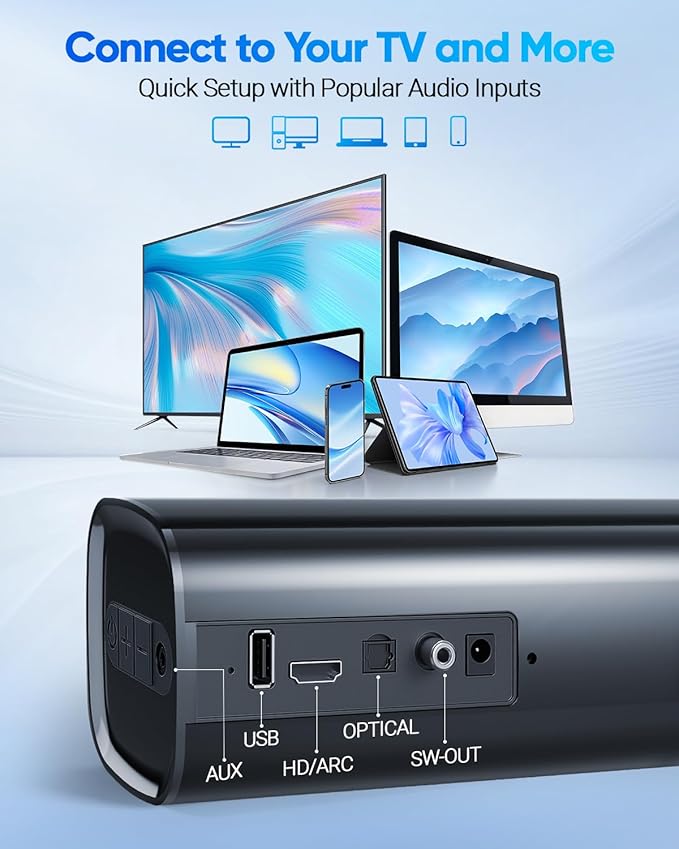 Soundbar with Subwoofer for TV, Home Theater Bluetooth 5.3 Speaker System with - Image 8