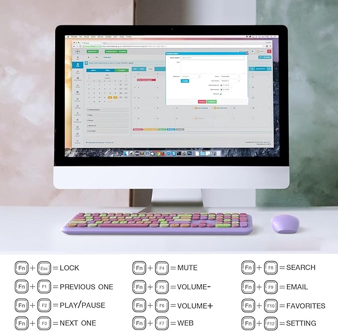 KNOWSQT Wireless Keyboard and Mouse Combo, Pale Purple Full-Sized 2.4G Silent - Image 6