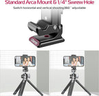 Metal Phone Tripod Mount 3 Cold Shoes & Arca Port, 360° Smartphone Tripod - Image 2