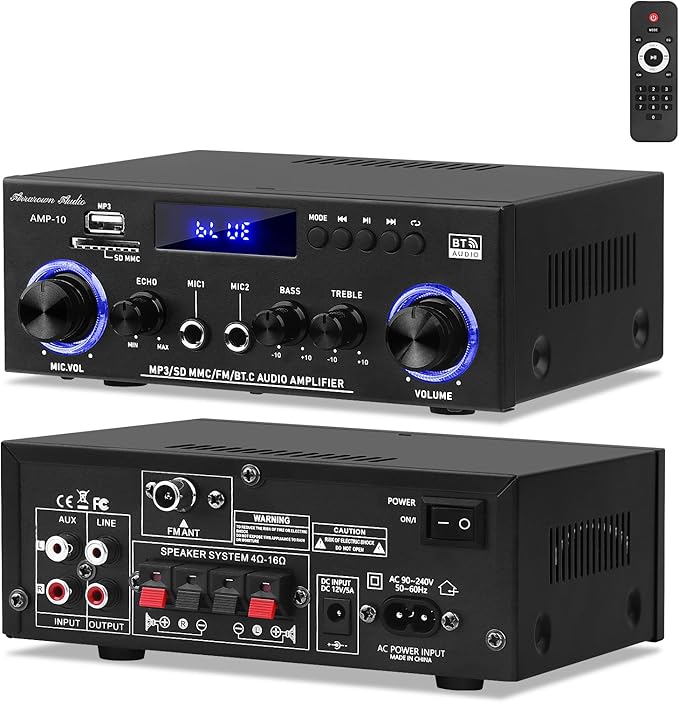 Amp10 Amplifier Home Audio, 400W Power Amplifier 2 Channel Stereo Receiver by Beffkkip