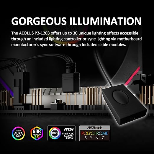 GAMDIAS AEOLUS P2-1203 120mm ARGB PWM Fan, Include Reverse Fan Blade x3 & - Image 10