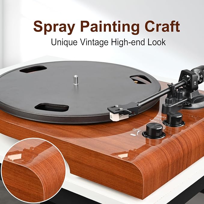 Vinyl Record Player with Bluetooth Input Output, Turntable with Built-in Preamp - Image 7