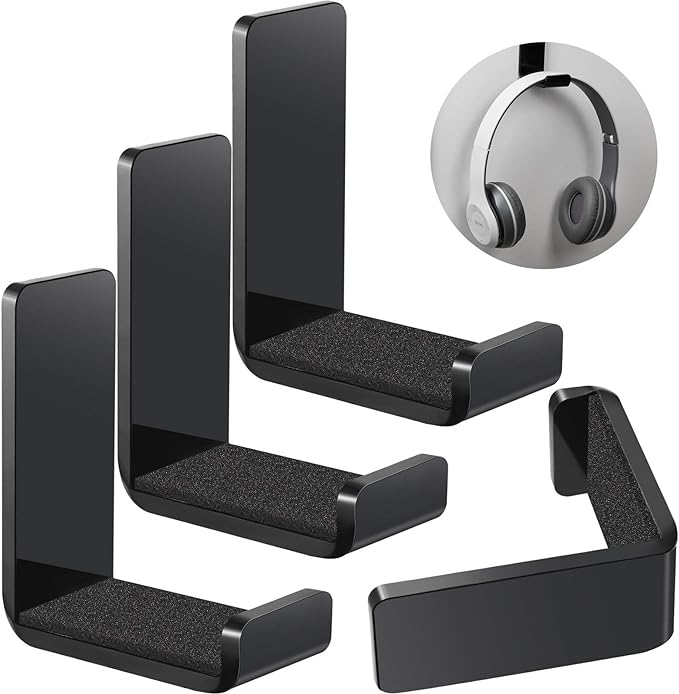 Weewooday 4 Pieces Headphone Hanger Holder Desk Adhesive Headphone Hook Wall by Weewooday