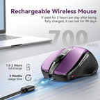 Bluetooth Mouse Rechargeable Wireless Mouse, 4800 DPI Optical Tracking - Image 3
