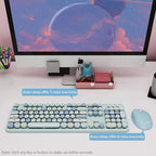 Wireless Keyboard and Mice Combo, Retro Round Keys Full-Sized Cute Keyboard - Image 5