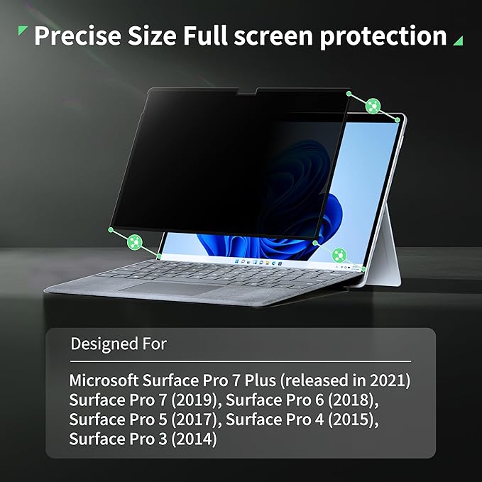 Privacy Screen Protector for Surface Pro 11/10/9/8/X -13 Inch, Anti Glare Filter - Image 2