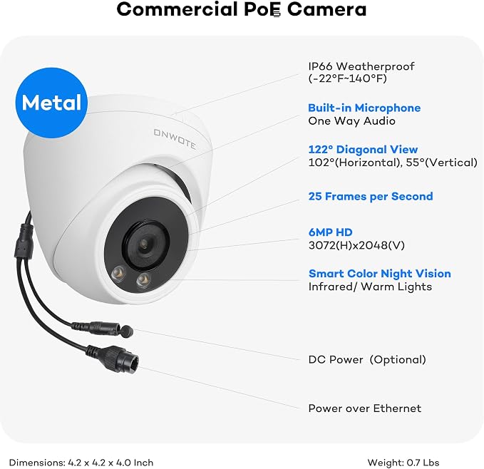 ONWOTE 16 Channel NVR PoE Security Camera System Wired, 12MP 4K 16CH Commercial - Image 4