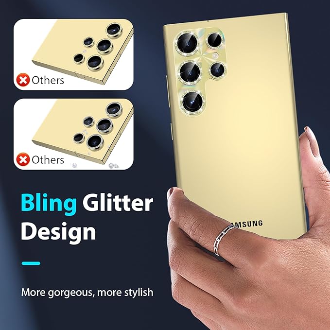 YWXTW Camera Lens Protector for Samsung Galaxy S24 Ultra, Bling Glitter - Image 3