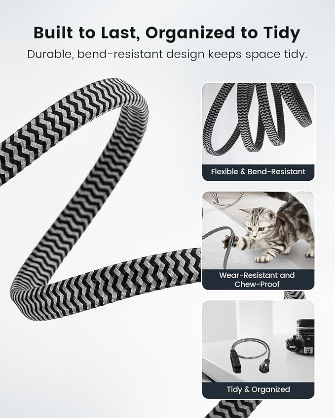 SURAIELEC 2 Pack Flat Extension Cord 3FT, 360° Rotating Plug, Braided Flat Plug - Image 5