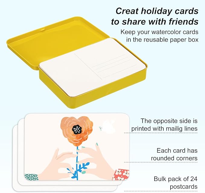 PATIKIL 24 Sheets Watercolor Postcards, 4x6 Blank Watercolor Paper Post Cards - Image 2
