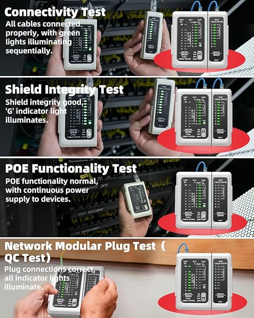 ZKH RJ45 Network Cable Tester, LAN & TEL Continuity Tester, Ethernet Cable - Image 5