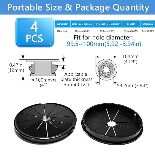4 Pcs Cable Grommet, Snap Bushing 4" Mounting Diameter, Flexible Petal-Shaped - Image 9
