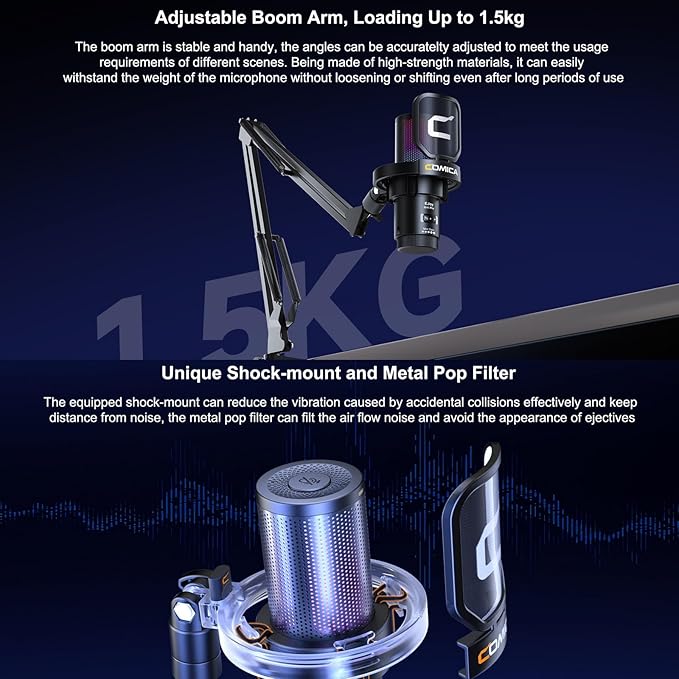 COMICA Wireless USB Microphone for Computer and Smartphone, 48kHz/24bit RGB - Image 8