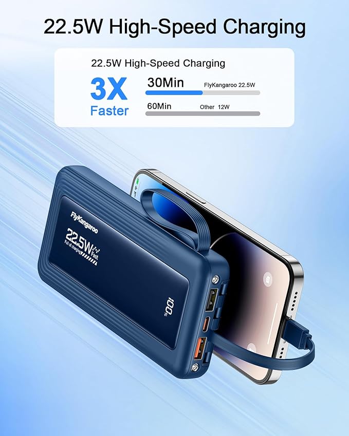 Portable Charger with Built in Cables, Slim 10000mAh Fast Charging 22.5W Power - Image 2