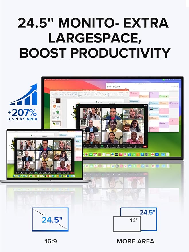 UPERFECT 24.5" Portable Monitor 240Hz Gaming Monitor 1200:1 Contrast FreeSync - Image 2
