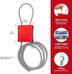 Cable Lock with 3 Keys | L 6.56ft, D 1/6in Adjustable Steel Cable Padlock | - Image 2