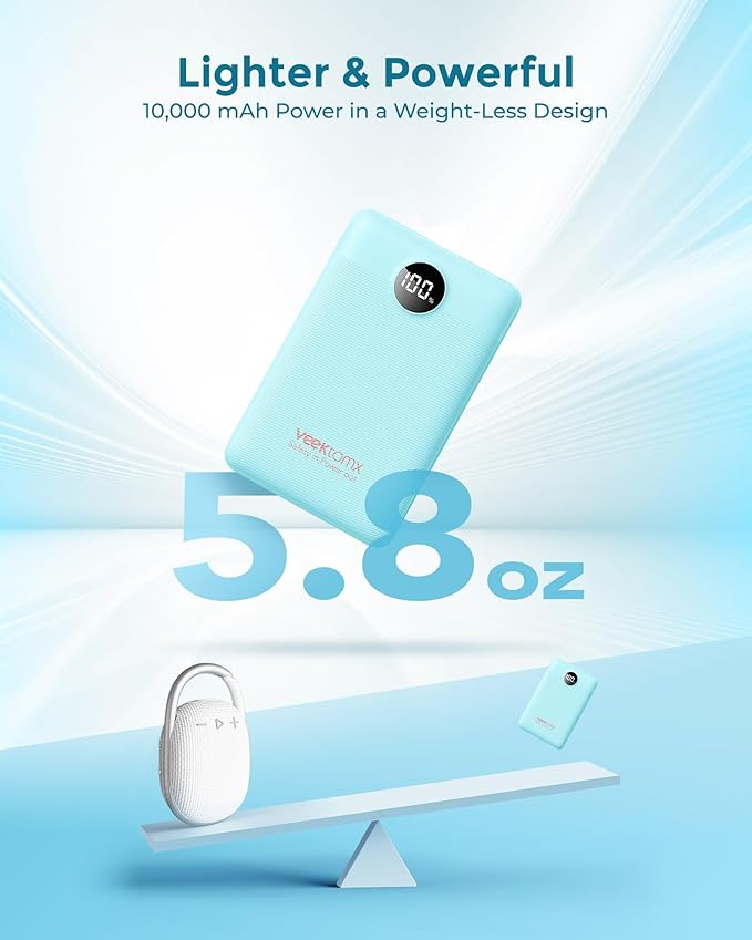 VEEKTOMX Mini Portable Charger 10000mAh, 22.5W Fast Charging Small Power Bank - Image 2