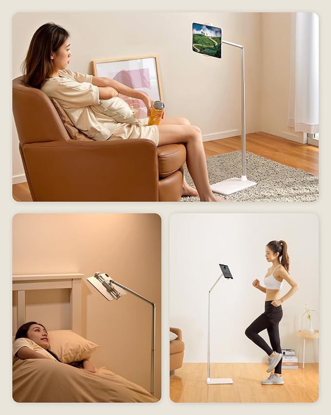 Extended Tablet Floor Stand, 360 Rotating Adjustable iPad Floor Holder - Image 2