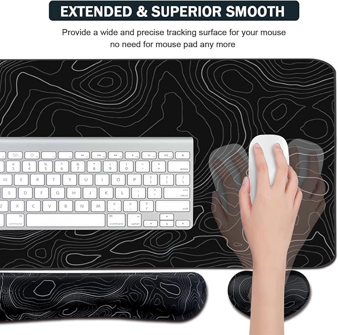 Topographic Large Mouse Pad and Keyboard Wrist Rest, Desk Pad - Image 5